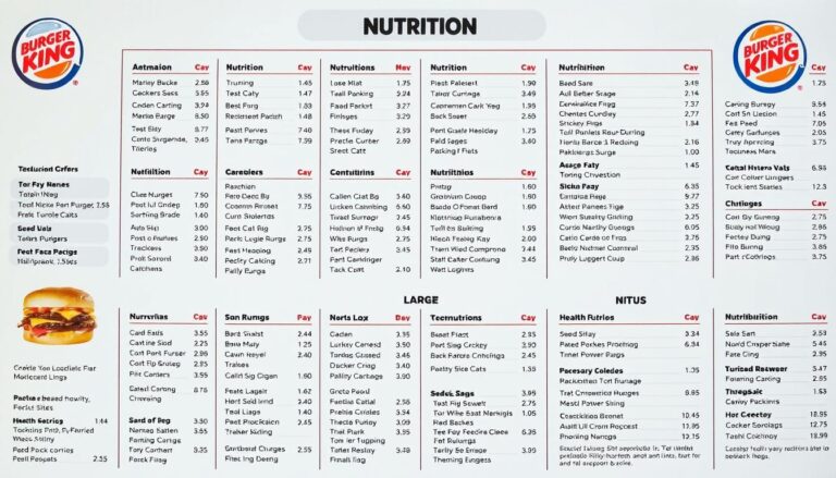 Burger King Nutrition Menu